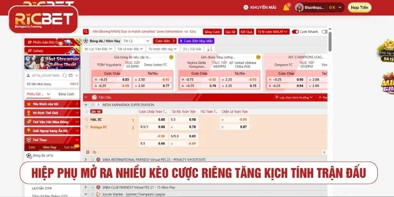 Kèo Hiệp Phụ RICBET - Cách Đọc Kèo Và Lưu Ý Khi Cược Các dạng kèo hiệp phụ thường gặp trong bóng đá