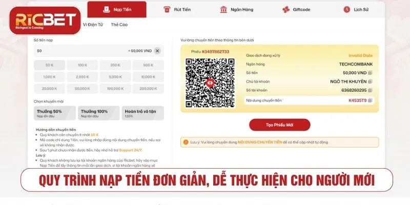 Nạp Tiền RICBET - Hướng Dẫn Giao Dịch An Toàn Quy trình nạp tiền RICBET cho người mới